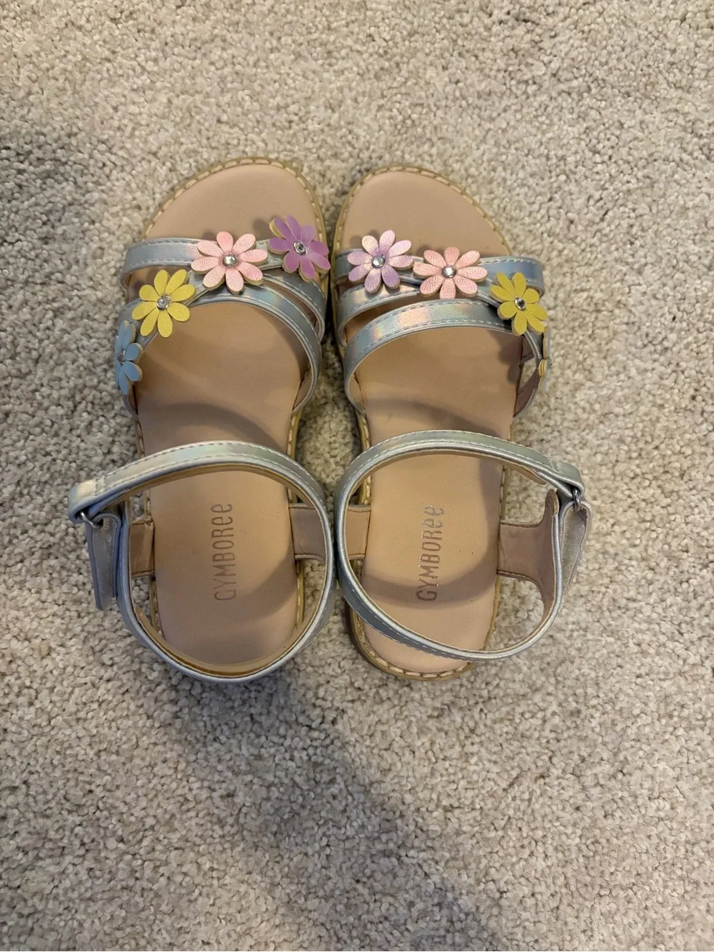 Gymboree Girls' Iridescent Flower Strap Sandals - Multi Color